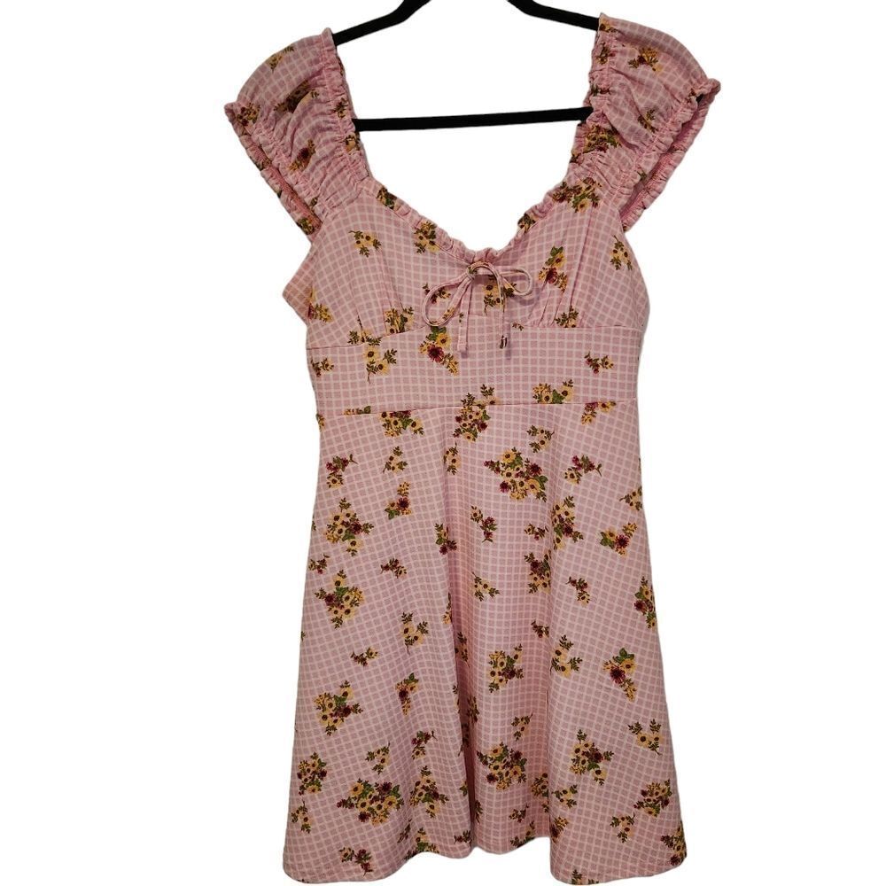 Ultra Flirt Womens Juniors Emma Cap Sleeve Mini Floral Dress Size Large
